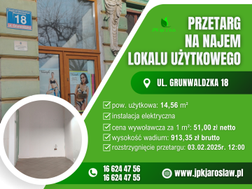 Przetarg ustny – ul. Grunwaldzka 18 (14,56 m2)