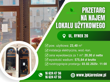 Przetarg ustny – ul. Rynek 20 (23,40 m2)