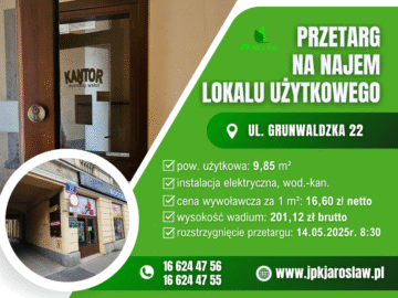 Przetarg ustny – ul. Grunwaldzka 22 (9,85 m2)