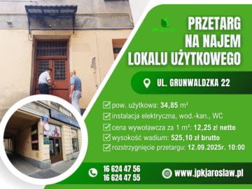 Przetarg ustny – ul. Grunwaldzka 22 (34,85 m2)