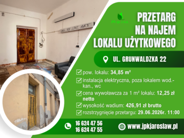 Przetarg ustny – ul. Grunwaldzka 22 (34,85 m2)