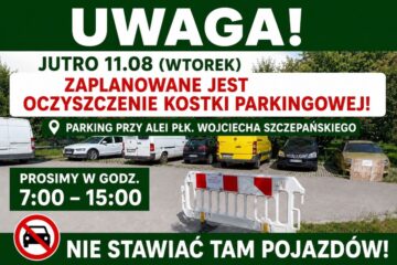 Oczyszczanie parkingu przy al. płk. Wojciecha Szczepańskiego 11 sierpnia